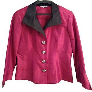 VTG Marisa Baratelli Chameleon Thai Silk Jacket, Burgundy/Pink, 10, Bell Sleeves
